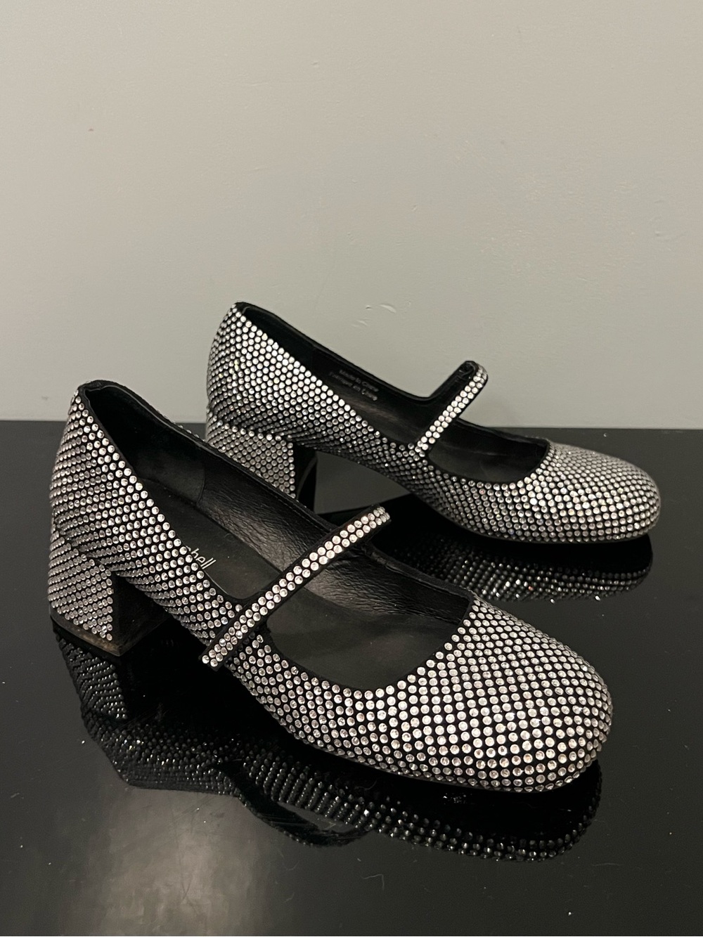 Crystal-Studded Mary Jane Block Heels